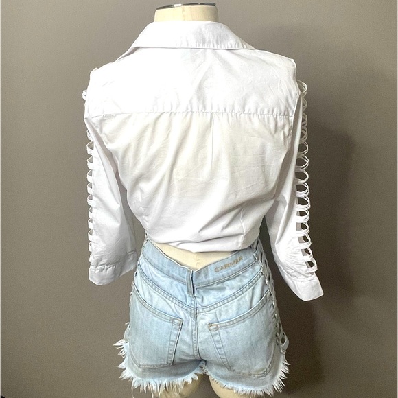 Carmar Distressed Side Cutout Denim Shorts - Picture 3 of 13
